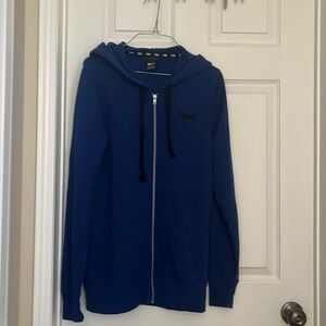 Pink Blue Long Zip Up Hoodie In Size Small